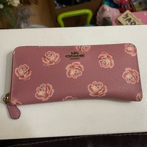 Coach Rose Print Accordion Zipper Wallet